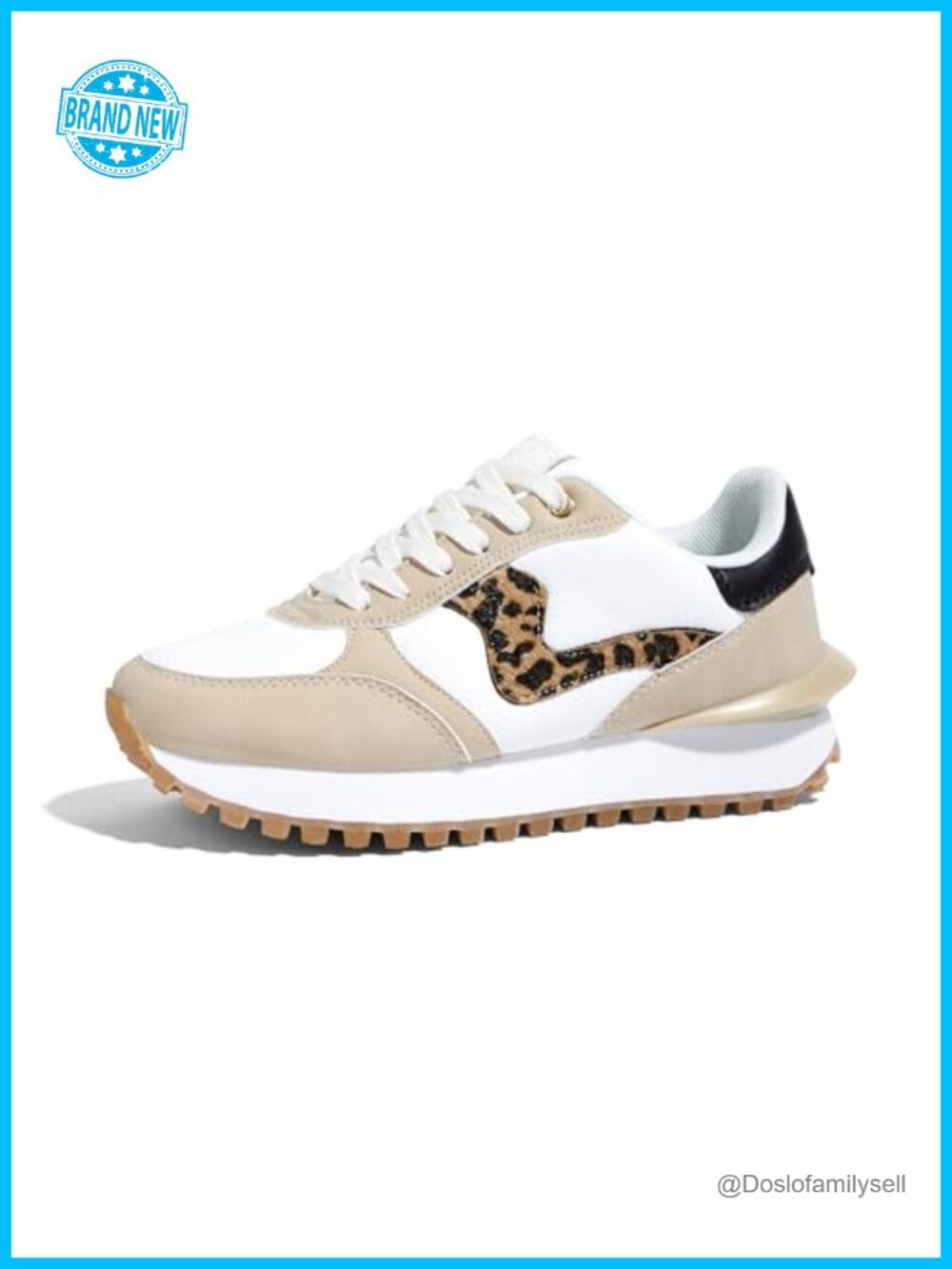 LUCKY STEP Women Platform Retro Walking Sneakers Faux Leather Memory Foam